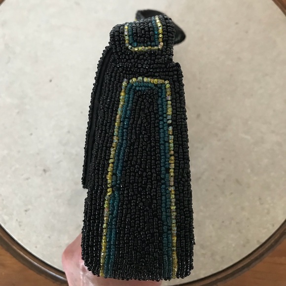PRICE IS FIRM Black & Multi Color Hand Beaded Small Purse Unique - Picture 8 of 8
